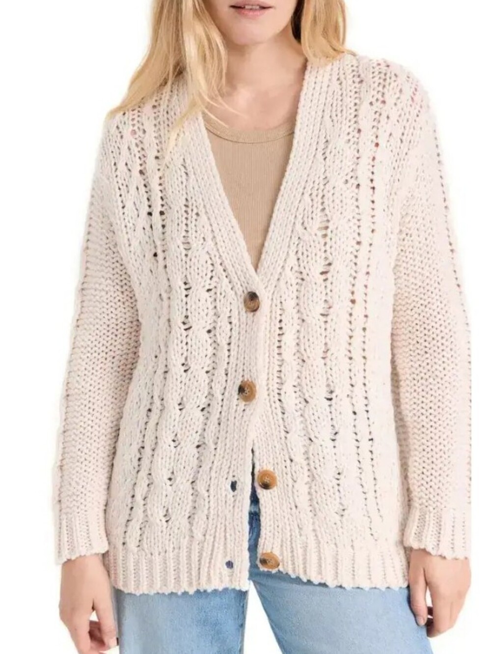 Le Superbe Cardi B Button Up cardigan Sweater Chunky Knit Oversized Small